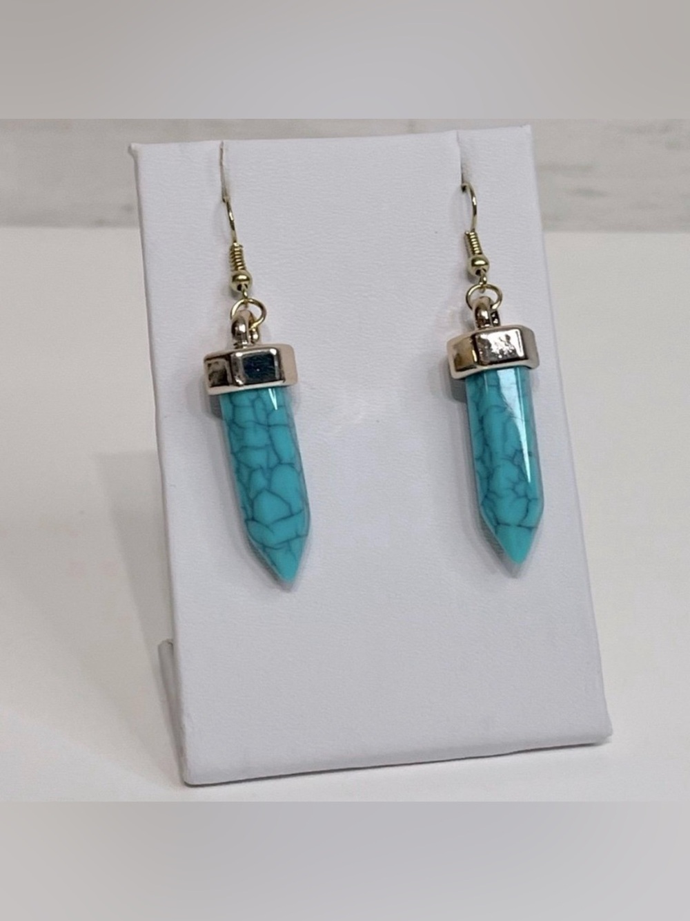 NEW Gold & Turquoise Crystal Dangle Earrings